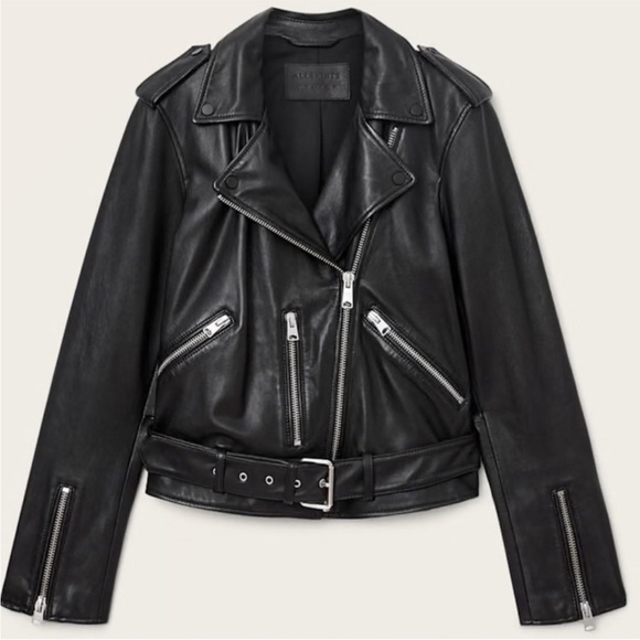 All Saints Balfern Biker Moto Leather Jacket Size 0 - Picture 4 of 16